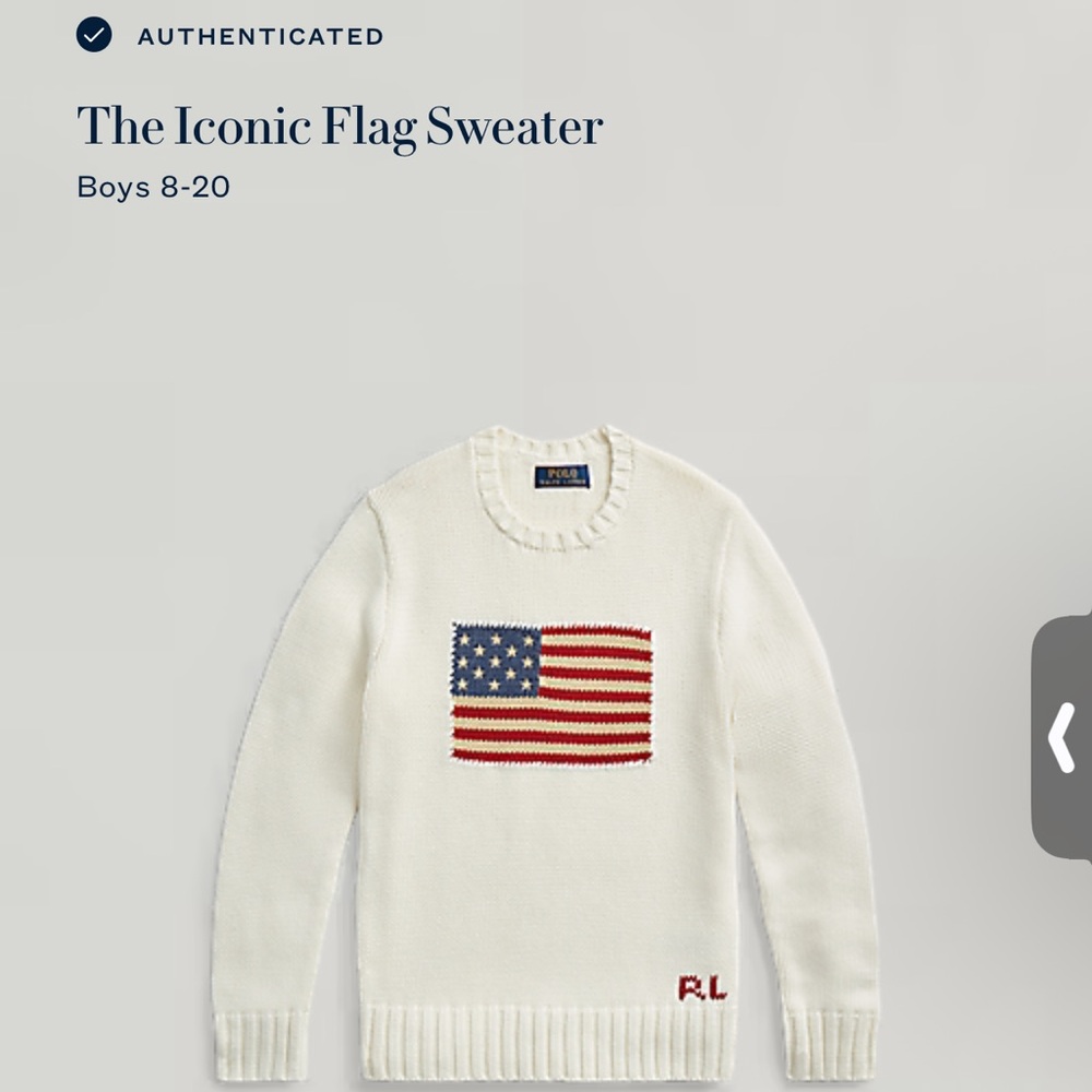 Polo by Ralph Lauren Boys' White Flag Crewneck Sweater